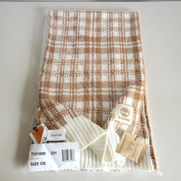 Timberland Scarf Buffalo Plaid Tan Cream 10x68" FabFitFun 2023 Casual Winter - Picture 1 of 10